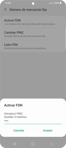 Introduce el código PIN2 y pulsa Aceptar. Introduce el código PIN2 y pulsa Aceptar.