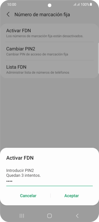 Introduce el código PIN2 y pulsa Aceptar. Introduce el código PIN2 y pulsa Aceptar.