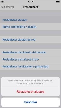 Pulsa Restablecer ajustes.