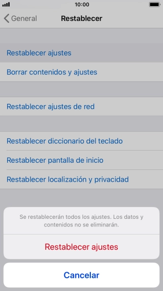 Pulsa Restablecer ajustes.