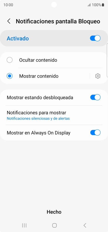 Pulsa los ajustes deseados para activarlos o desactivarlos. Pulsa los ajustes deseados para activarlos o desactivarlos.