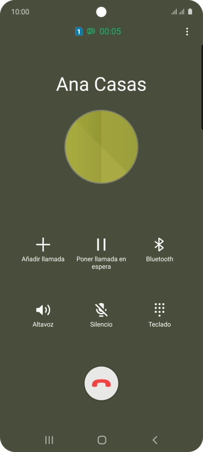 Pulsa el icono de finalizar llamada. Pulsa el icono de finalizar llamada.