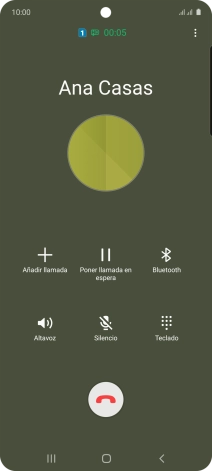 Pulsa el icono de finalizar llamada. Pulsa el icono de finalizar llamada.