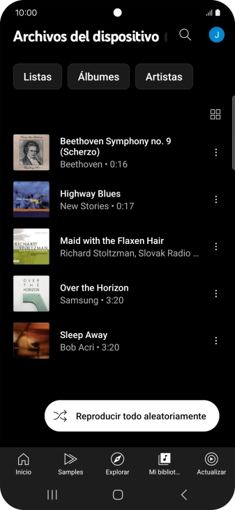 Pulsa el archivo de música deseado. Pulsa el archivo de música deseado.
