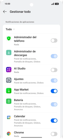Pulsa el indicador junto a las apps deseadas para activar o desactivar la función. Pulsa el indicador junto a las apps deseadas para activar o desactivar la función.