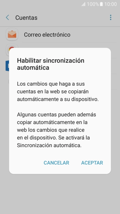 Pulsa ACEPTAR para activar la función.