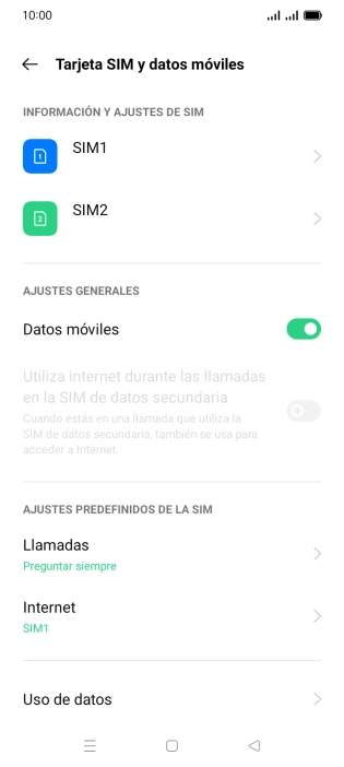Pulsa la tarjeta SIM deseada.