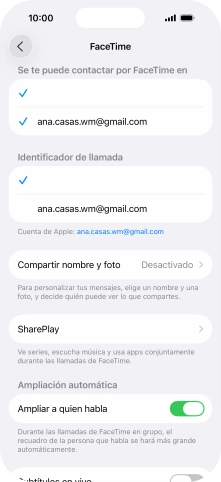 Pulsa el ajuste deseado bajo 