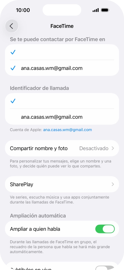 Pulsa el ajuste deseado bajo 