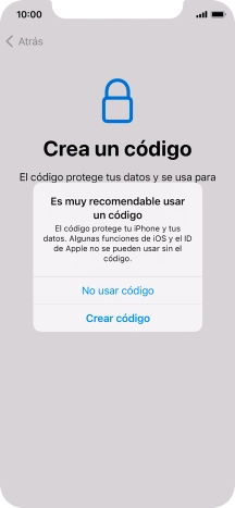Si desactivas la función, pulsa No usar código. Si desactivas la función, pulsa No usar código.