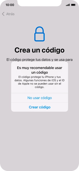 Si desactivas la función, pulsa No usar código. Si desactivas la función, pulsa No usar código.