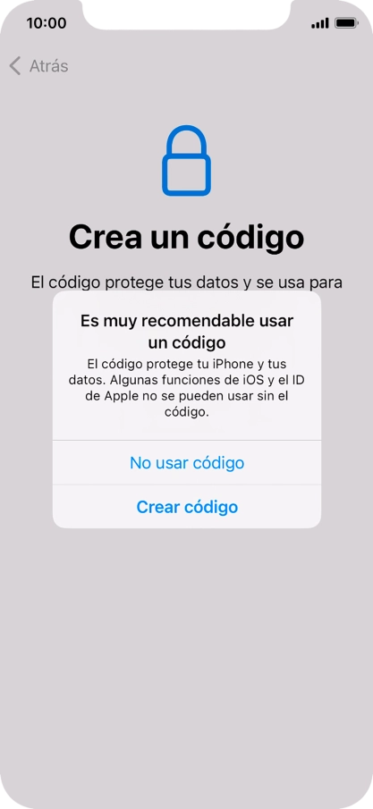 Si desactivas la función, pulsa No usar código. Si desactivas la función, pulsa No usar código.