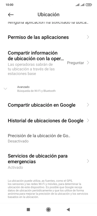 Pulsa Precisión de la ubicación de Go... Pulsa Precisión de la ubicación de Go...