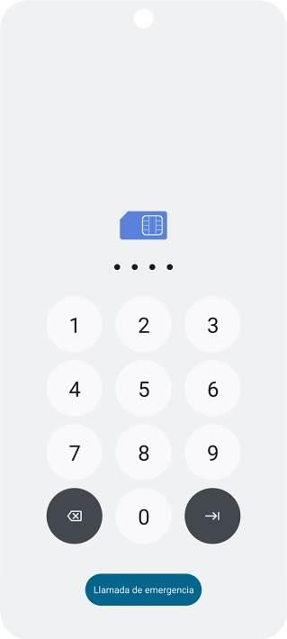 Si lo solicita el teléfono, introduce el código PIN y pulsa la flecha hacia la derecha. Si lo solicita el teléfono, introduce el código PIN y pulsa la flecha hacia la derecha.