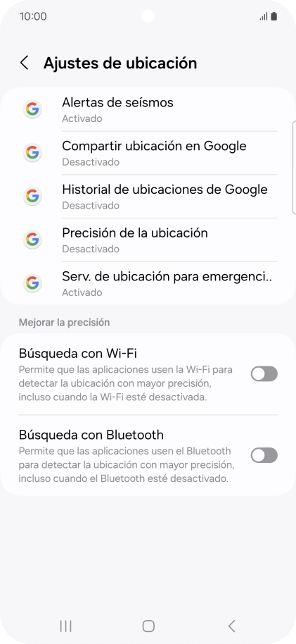 Pulsa Precisión de la ubicación. Pulsa Precisión de la ubicación.