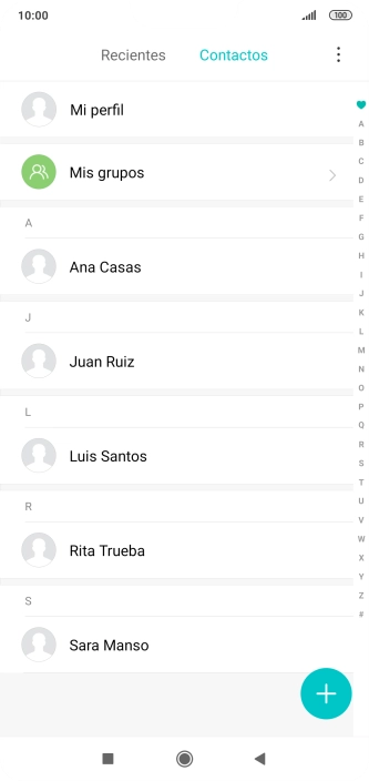 Pulsa el icono de nuevo contacto. Pulsa el icono de nuevo contacto.