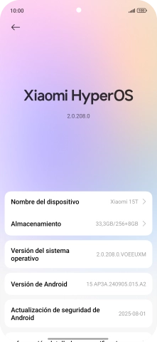 Pulsa Xiaomi HyperOS. Si hay una versión de software nueva disponible, aparecerá ahora en la pantalla. Sigue las indicaciones de la pantalla para actualizar el software del teléfono.