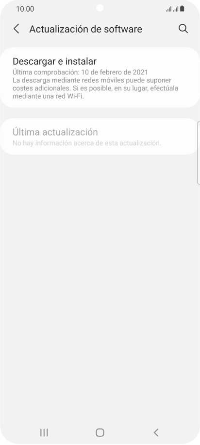 Pulsa Descargar e instalar. Si hay una versión de software nueva disponible, aparecerá ahora en la pantalla. Sigue las indicaciones de la pantalla para actualizar el software del teléfono. Pulsa Descargar e instalar. Si hay una versión de software nueva disponible, aparecerá ahora en la pantalla. Sigue las indicaciones de la pantalla para actualizar el software del teléfono.