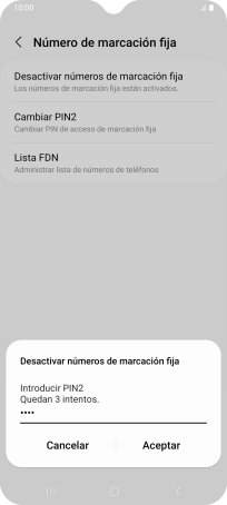 Introduce el código PIN2 y pulsa Aceptar. Introduce el código PIN2 y pulsa Aceptar.