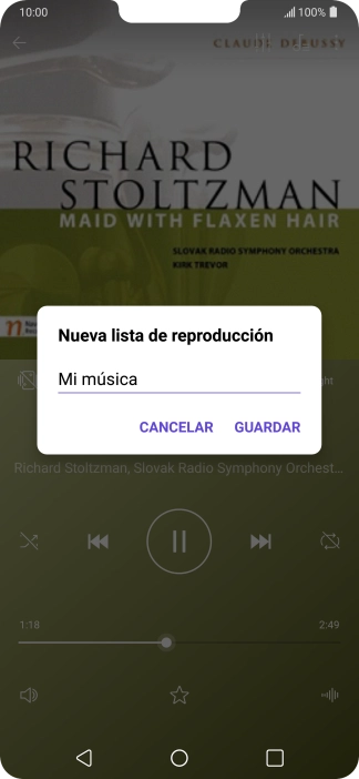 Introduce el nombre deseado de la lista de reproducción y pulsa GUARDAR. Introduce el nombre deseado de la lista de reproducción y pulsa GUARDAR.