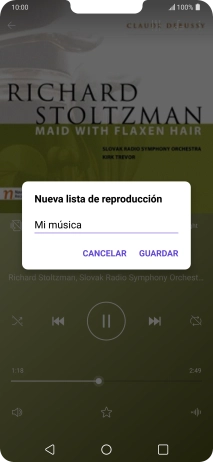 Introduce el nombre deseado de la lista de reproducción y pulsa GUARDAR. Introduce el nombre deseado de la lista de reproducción y pulsa GUARDAR.