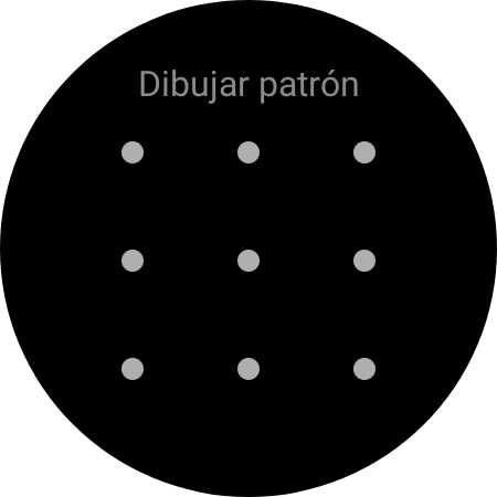 Arrastra el dedo sobre la pantalla para unir por lo menos cuatro puntos y sigue las indicaciones de la pantalla para crear un patrón como código de seguridad. Arrastra el dedo sobre la pantalla para unir por lo menos cuatro puntos y sigue las indicaciones de la pantalla para crear un patrón como código de seguridad.