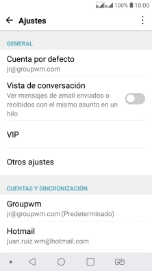 Pulsa la cuenta de correo electrónico deseada. Pulsa la cuenta de correo electrónico deseada.