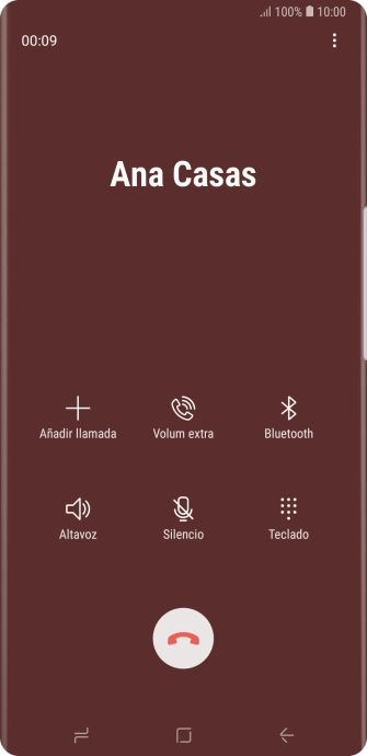 Pulsa el icono de finalizar llamada. Pulsa el icono de finalizar llamada.