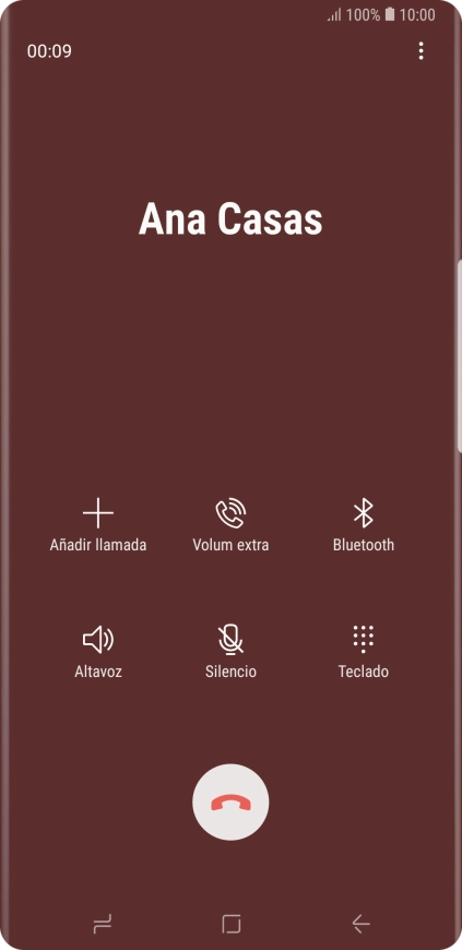 Pulsa el icono de finalizar llamada. Pulsa el icono de finalizar llamada.