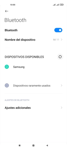 Pulsa el dispositivo Bluetooth deseado y sigue las indicaciones de la pantalla para vincular el dispositivo al teléfono. Pulsa el dispositivo Bluetooth deseado y sigue las indicaciones de la pantalla para vincular el dispositivo al teléfono.