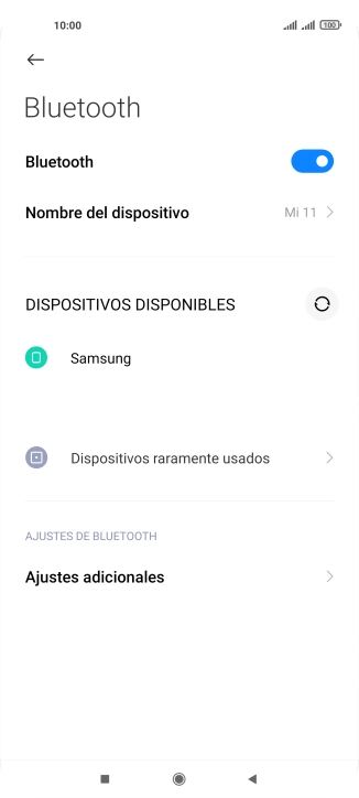 Pulsa el dispositivo Bluetooth deseado y sigue las indicaciones de la pantalla para vincular el dispositivo al teléfono. Pulsa el dispositivo Bluetooth deseado y sigue las indicaciones de la pantalla para vincular el dispositivo al teléfono.