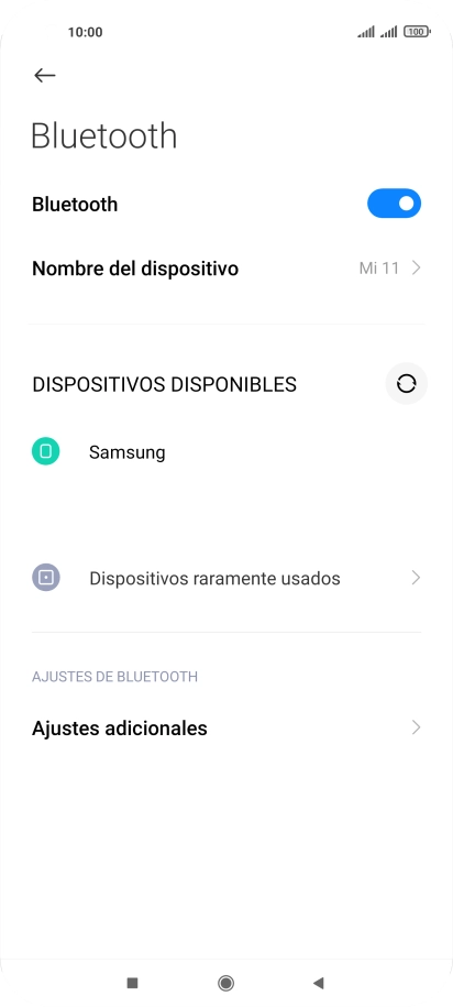 Pulsa el dispositivo Bluetooth deseado y sigue las indicaciones de la pantalla para vincular el dispositivo al teléfono. Pulsa el dispositivo Bluetooth deseado y sigue las indicaciones de la pantalla para vincular el dispositivo al teléfono.