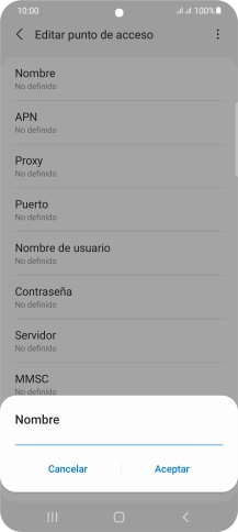 Introduce Vodafone Internet y pulsa Aceptar.