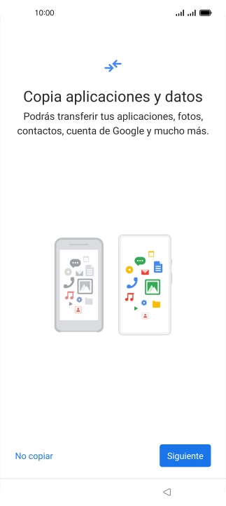 Puedes transferir el contenido de otro teléfono cuando activas tu teléfono por primera vez y cuando lo has restablecido. Cuando aparezca en la pantalla del teléfono esta imagen, ya está listo para la transmisión del contenido del otro teléfono. Puedes transferir el contenido de otro teléfono cuando activas tu teléfono por primera vez y cuando lo has restablecido. Cuando aparezca en la pantalla del teléfono esta imagen, ya está listo para la transmisión del contenido del otro teléfono.