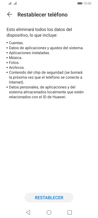 Pulsa RESTABLECER.
