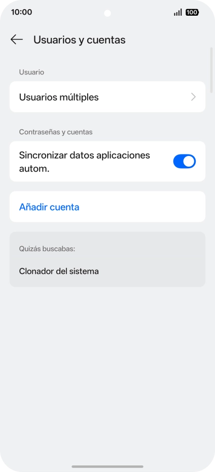 Pulsa Añadir cuenta. Pulsa Añadir cuenta.