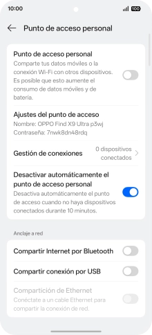Pulsa Ajustes del punto de acceso. Pulsa Ajustes del punto de acceso.
