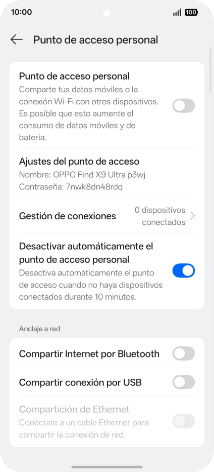 Pulsa Ajustes del punto de acceso. Pulsa Ajustes del punto de acceso.
