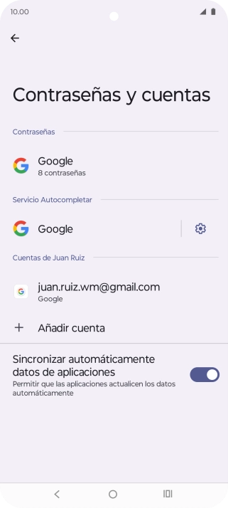Pulsa Añadir cuenta. Pulsa Añadir cuenta.