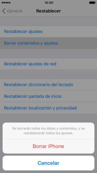 Pulsa Borrar iPhone.