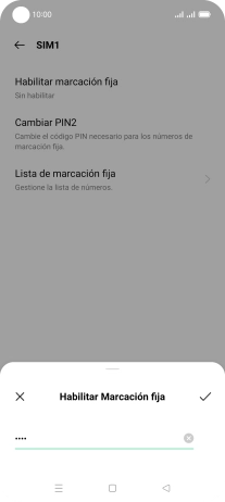 Introduce el código PIN2 y pulsa el icono de aceptar. Introduce el código PIN2 y pulsa el icono de aceptar.