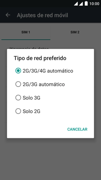 Pulsa el tipo de red deseado. Pulsa el tipo de red deseado.