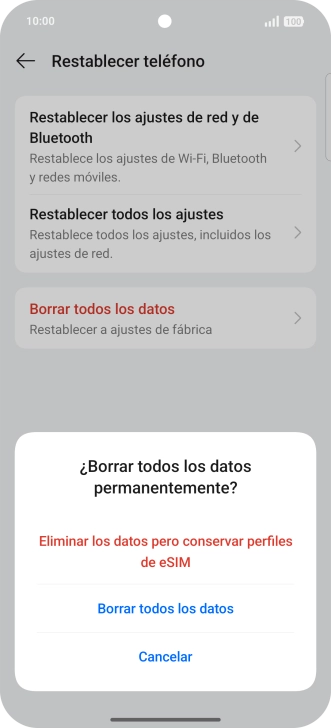 Pulsa el ajuste deseado. Pulsa el ajuste deseado.