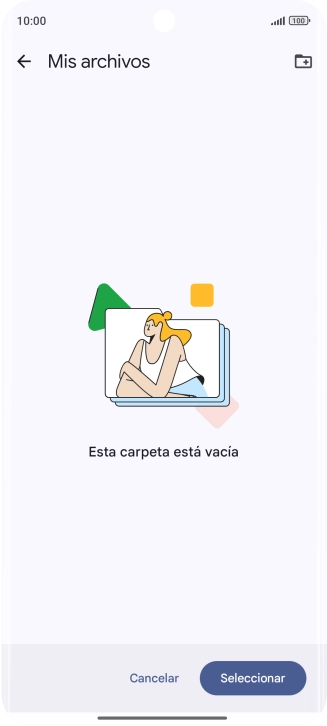Si deseas crear una nueva carpeta, pulsa el icono de nueva carpeta y sigue las indicaciones de la pantalla para crearla. Si deseas crear una nueva carpeta, pulsa el icono de nueva carpeta y sigue las indicaciones de la pantalla para crearla.