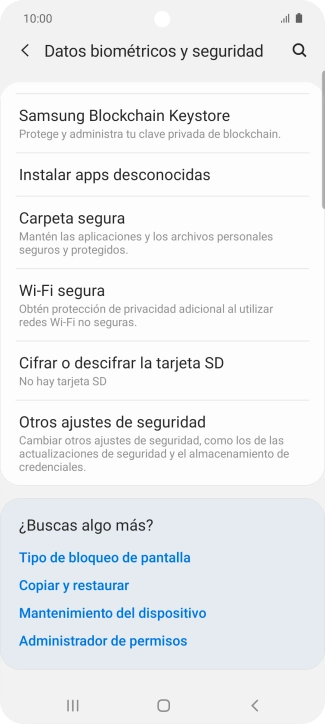 Pulsa Otros ajustes de seguridad. Pulsa Otros ajustes de seguridad.