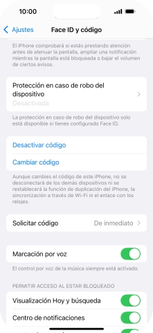 Pulsa Desactivar código e introduce el código de seguridad. Pulsa Desactivar código e introduce el código de seguridad.