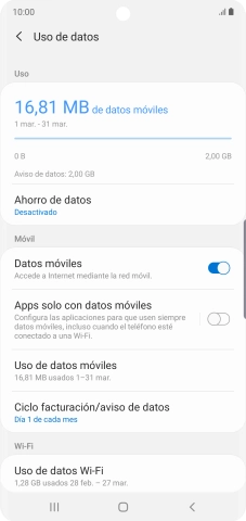 El consumo total de datos se visualiza ahora en la pantalla. El consumo total de datos se visualiza ahora en la pantalla.