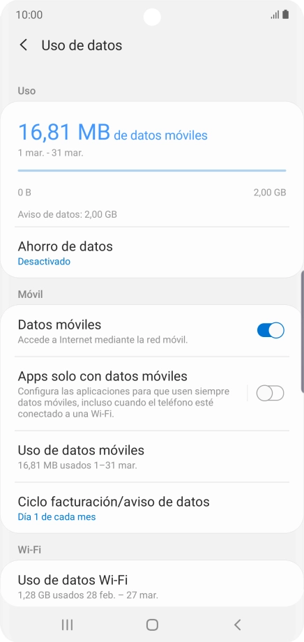 El consumo total de datos se visualiza ahora en la pantalla. El consumo total de datos se visualiza ahora en la pantalla.