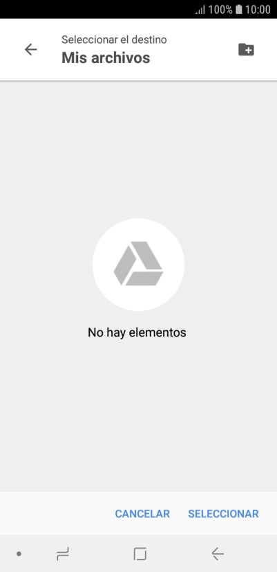 Si deseas crear una nueva carpeta, pulsa el icono de nueva carpeta y sigue las indicaciones de la pantalla para crearla.