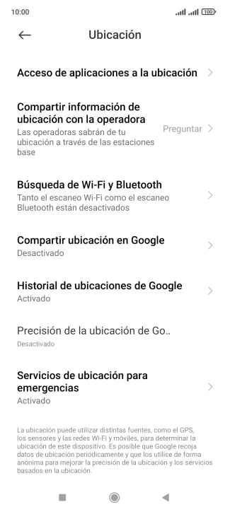 Pulsa Precisión de la ubicación de Go... Pulsa Precisión de la ubicación de Go...